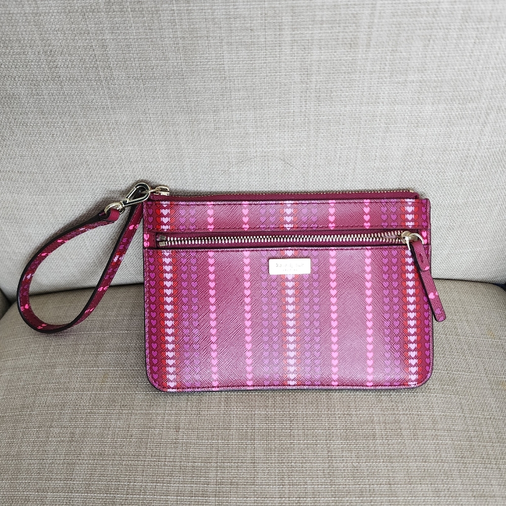 Kate Spade Pink Hearts Wristlet Wallet